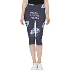 Eyes Evil Eye Blue Pattern Inside Out Lightweight Velour Capri Leggings  by artworkshop