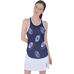 Eyes Evil Eye Blue Pattern Racer Back Mesh Tank Top