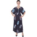 Eyes Evil Eye Blue Pattern V-Neck Boho Style Maxi Dress View1