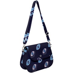 Eyes Evil Eye Blue Pattern Saddle Handbag by artworkshop