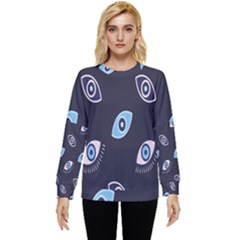 Eyes Evil Eye Blue Pattern Hidden Pocket Sweatshirt