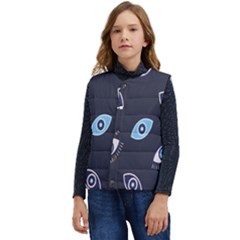 Eyes Evil Eye Blue Pattern Kid s Short Button Up Puffer Vest	