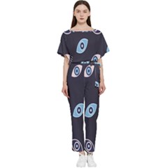 Eyes Evil Eye Blue Pattern Batwing Lightweight Chiffon Jumpsuit by artworkshop