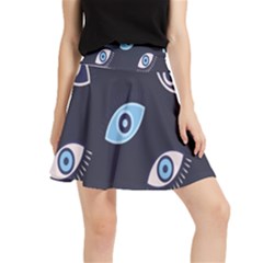 Eyes Evil Eye Blue Pattern Waistband Skirt