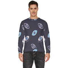 Eyes Evil Eye Blue Pattern Men s Fleece Sweatshirt