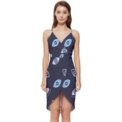 Eyes Evil Eye Blue Pattern Wrap Frill Dress by artworkshop