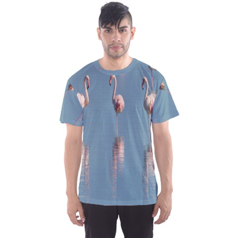 Flamingo Birds Plumage Sea Water Men s Sport Mesh Tee by artworkshop