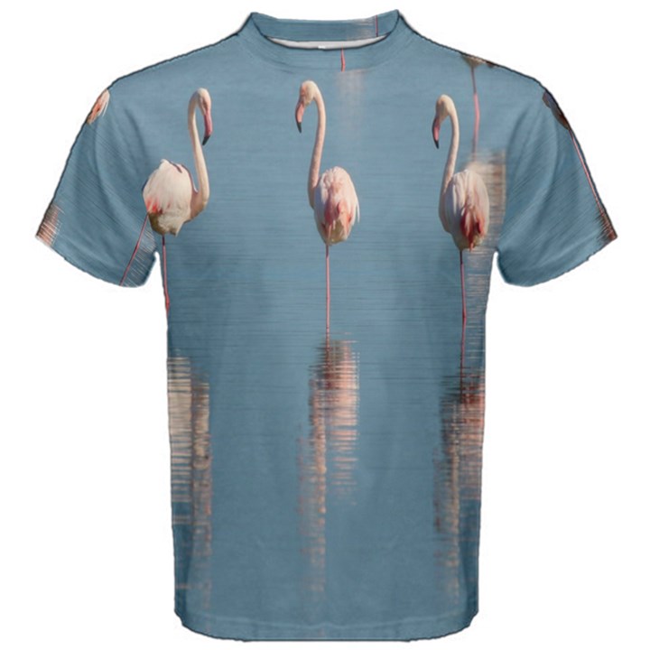 Flamingo Birds Plumage Sea Water Men s Cotton Tee