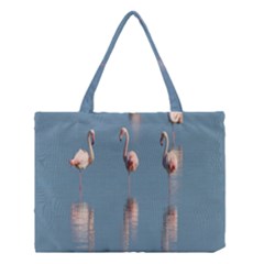 Flamingo Birds Plumage Sea Water Medium Tote Bag by artworkshop