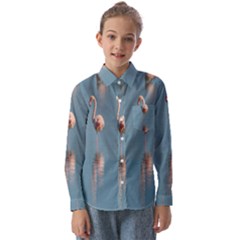 Flamingo Birds Plumage Sea Water Kids  Long Sleeve Shirt by artworkshop