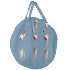 Flamingo Birds Plumage Sea Water Giant Round Zipper Tote by artworkshop