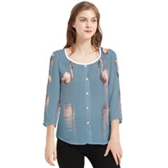 Flamingo Birds Plumage Sea Water Chiffon Quarter Sleeve Blouse by artworkshop