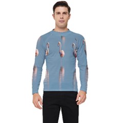 Flamingo Birds Plumage Sea Water Men s Long Sleeve Rash Guard by artworkshop