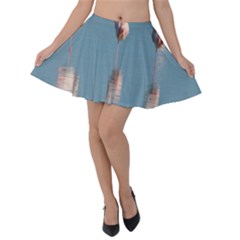 Flamingo Birds Plumage Sea Water Velvet Skater Skirt by artworkshop