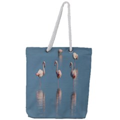 Flamingo Birds Plumage Sea Water Full Print Rope Handle Tote (large)