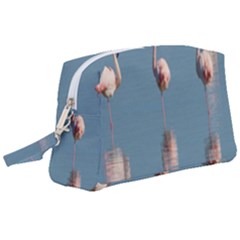 Flamingo Birds Plumage Sea Water Wristlet Pouch Bag (large) by artworkshop