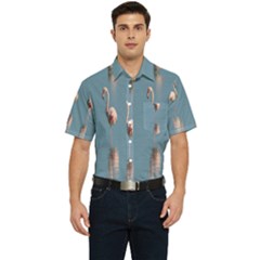 Flamingo Birds Plumage Sea Water Men s Short Sleeve Pocket Shirt  by artworkshop