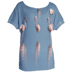 Flamingo Birds Plumage Sea Water Animal Exotic Women s Oversized Tee by artworkshop