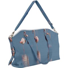 Flamingo Birds Plumage Sea Water Animal Exotic Canvas Crossbody Bag by artworkshop