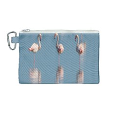 Flamingo Birds Plumage Sea Water Animal Exotic Canvas Cosmetic Bag (medium) by artworkshop