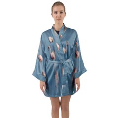 Flamingo Birds Plumage Sea Water Animal Exotic Long Sleeve Satin Kimono by artworkshop