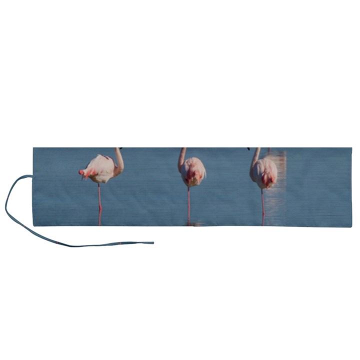 Flamingo Birds Plumage Sea Water Animal Exotic Roll Up Canvas Pencil Holder (L)