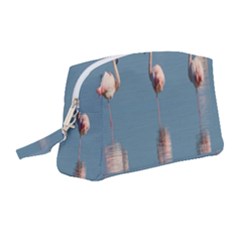 Flamingo Birds Plumage Sea Water Animal Exotic Wristlet Pouch Bag (medium) by artworkshop