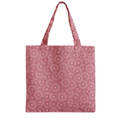 Flora Flowers Pattern Design Pink Spring Nature Zipper Grocery Tote Bag by artworkshop