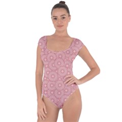 Flora Flowers Pattern Design Pink Spring Nature Short Sleeve Leotard  by artworkshop