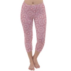 Flora Flowers Pattern Design Pink Spring Nature Capri Winter Leggings  by artworkshop