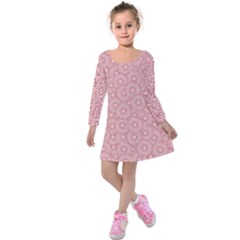 Flora Flowers Pattern Design Pink Spring Nature Kids  Long Sleeve Velvet Dress by artworkshop