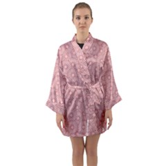 Flora Flowers Pattern Design Pink Spring Nature Long Sleeve Satin Kimono by artworkshop