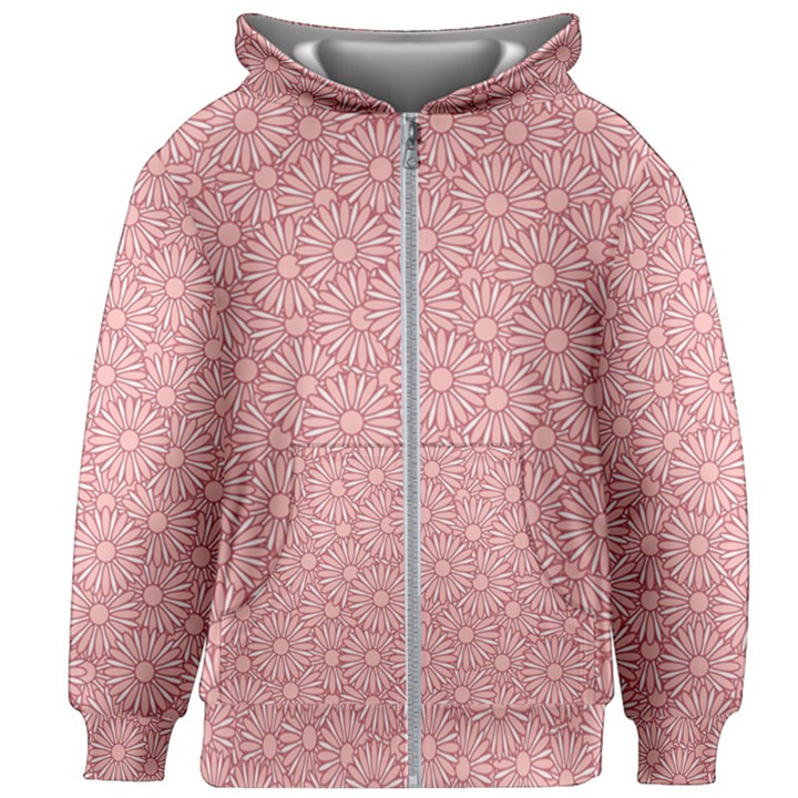 Flora Flowers Pattern Design Pink Spring Nature Kids  Zipper Hoodie Without Drawstring