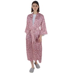 Flora Flowers Pattern Design Pink Spring Nature Maxi Satin Kimono by artworkshop