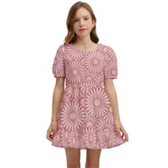 Flora Flowers Pattern Design Pink Spring Nature Kids  Short Sleeve Dolly Dress by artworkshop