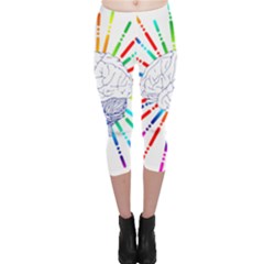 Brain Icon Star Biology Abstract Capri Leggings  by Wegoenart