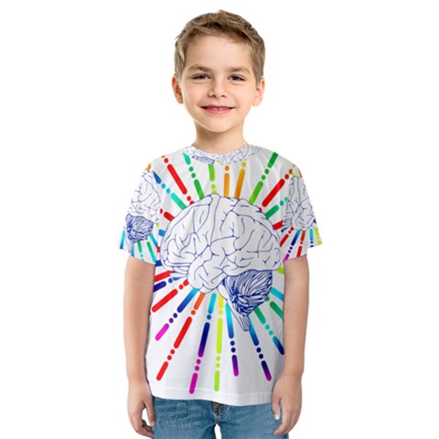 Brain Icon Star Biology Abstract Kids  Sport Mesh Tee by Wegoenart