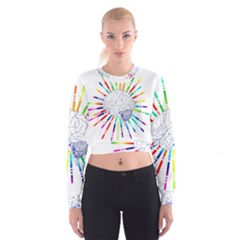 Brain Icon Star Biology Abstract Cropped Sweatshirt by Wegoenart