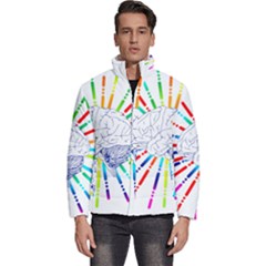 Brain Icon Star Biology Abstract Men s Puffer Bubble Jacket Coat by Wegoenart