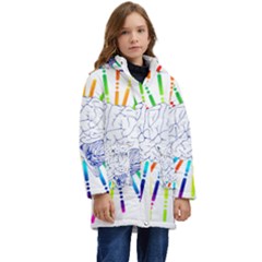 Brain Icon Star Biology Abstract Kid s Hooded Longline Puffer Jacket by Wegoenart