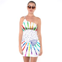 Brain Icon Star Biology Abstract One Soulder Bodycon Dress by Wegoenart