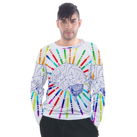 Brain Icon Star Biology Abstract Men s Long Sleeve Raglan Tee by Wegoenart