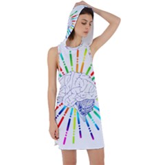 Brain Icon Star Biology Abstract Racer Back Hoodie Dress by Wegoenart