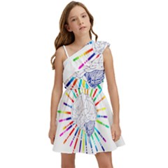 Brain Icon Star Biology Abstract Kids  One Shoulder Party Dress by Wegoenart