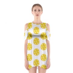 Fruit Food Juicy Organic Yellow Shoulder Cutout One Piece Dress by Wegoenart