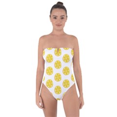 Fruit Food Juicy Organic Yellow Tie Back One Piece Swimsuit by Wegoenart