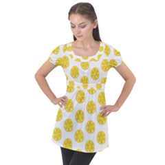 Fruit Food Juicy Organic Yellow Puff Sleeve Tunic Top by Wegoenart