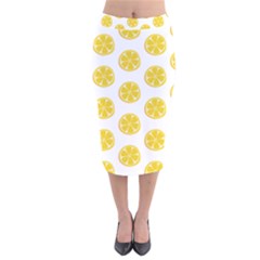 Fruit Food Juicy Organic Yellow Velvet Midi Pencil Skirt by Wegoenart