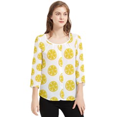 Fruit Food Juicy Organic Yellow Chiffon Quarter Sleeve Blouse by Wegoenart