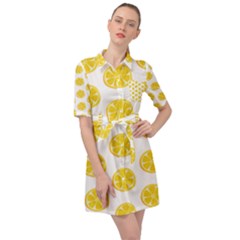 Fruit Food Juicy Organic Yellow Belted Shirt Dress by Wegoenart